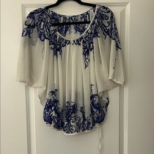 Elegant Blue and White Women's Top